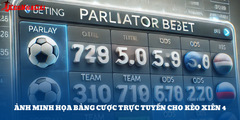 Bảng cược thể hiện một kèo xiên 4 với tỷ lệ trả thưởng cao